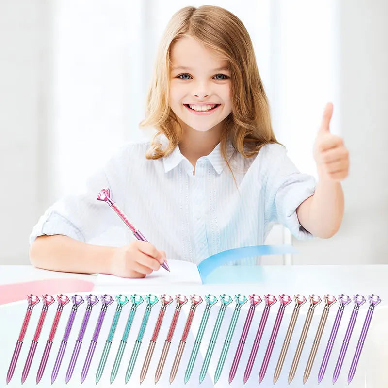 12Pcs  Crystal Diamond Gel Pen Diamond Ballpoint Pens Prize Office Student Writing Stationery